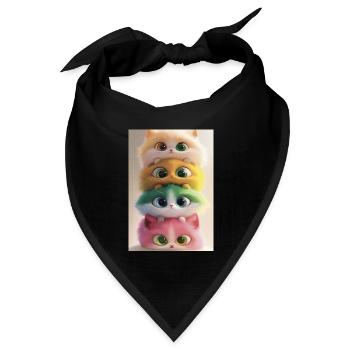 Gestapelte Regenbogen-Plüschkatzen - Bandana Dreieckstuch - Schwarz - Vorne