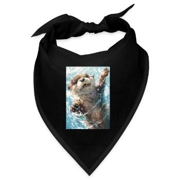 Fröhliches Otterplanschen - Bandana Dreieckstuch - Schwarz - Vorne