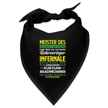 Anlagenmechaniker SHK Sanitär Heizung Handwerk - Bandana Dreieckstuch - Schwarz - Vorne