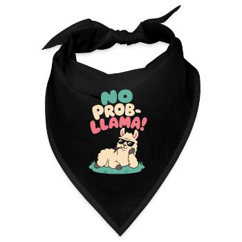 No Prob-Llama – Lässiges Lama mit Sonnenbrille - Bandana Dreieckstuch - Schwarz - Vorne