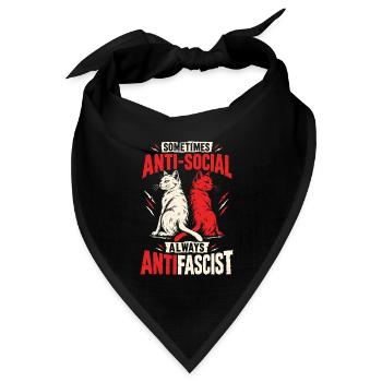 Antifascist Cats – Sometimes Antisocial - Bandana Dreieckstuch - Schwarz - Vorne