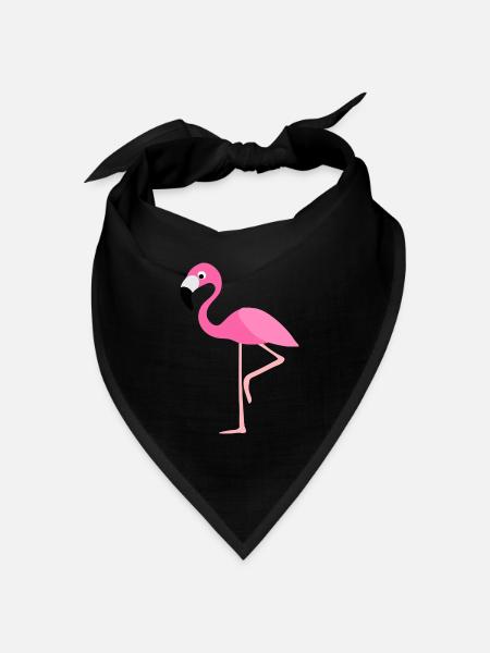 Rosa Flamingo Vektor-Print - Bandana Dreieckstuch - Schwarz