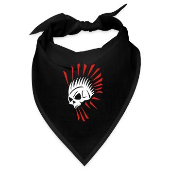 Totenkopf-Punkstyle - Bandana Dreieckstuch - Schwarz - Vorne