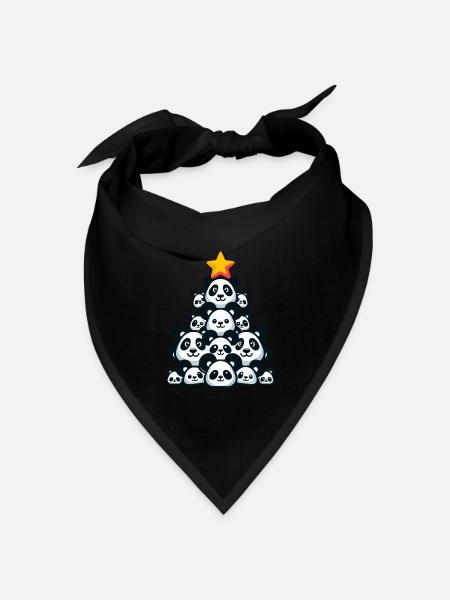 Weihnachtspanda - Festliche Stimmung mit Pandabär - Bandana Dreieckstuch - Schwarz