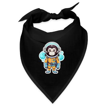 Affe Astronaut Illustration - Bandana Dreieckstuch - Schwarz - Vorne