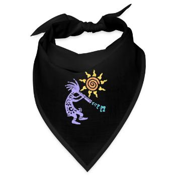 Native American Kokopelli Musican With Flute 1 - Bandana Dreieckstuch - Schwarz - Vorne