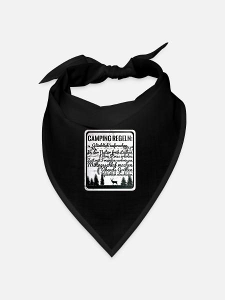 Lustige Camping Regeln Geschenk für Camper Familie - Bandana Dreieckstuch - Schwarz