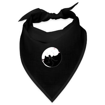 Yin und Yang Katze - Bandana Dreieckstuch - Schwarz - Vorne
