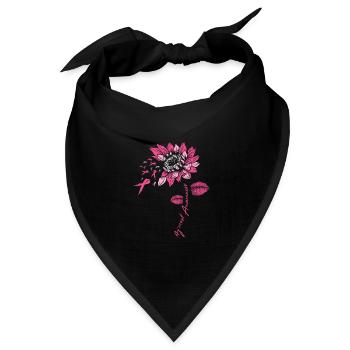 Fight Breast Cancer Brustkrebs Blume Geschenk - Bandana Dreieckstuch - Schwarz - Vorne