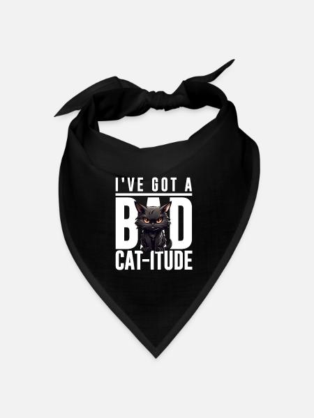 Funny Cat Bad Black Cat - Bad Cat-itude Design - Bandana Dreieckstuch - Schwarz