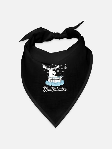 Elch Winterbader Eisbaden Eisbad Spruch - Bandana Dreieckstuch - Schwarz