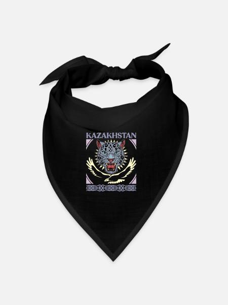 Kasachstan Flagge Herkunft Astana Kasachisch - Bandana Dreieckstuch - Schwarz