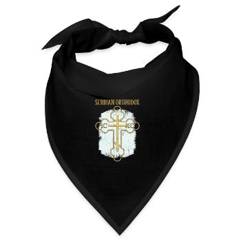 Serbien Belgrad Balkan Orthodox Flagge Kreuz - Bandana Dreieckstuch - Schwarz - Vorne