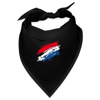 NIederlande Flagge / Kursiv Streifen - Kreide - Bandana Dreieckstuch - Schwarz - Vorne