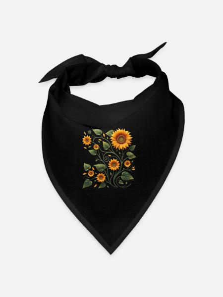 Sonnenblumenranke Sonnenblume Sonnenblumenstrauß - Bandana Dreieckstuch - Schwarz