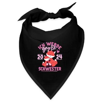 Große Schwester 2024 Mädchen Geschwister Geschenk - Bandana Dreieckstuch - Schwarz - Vorne