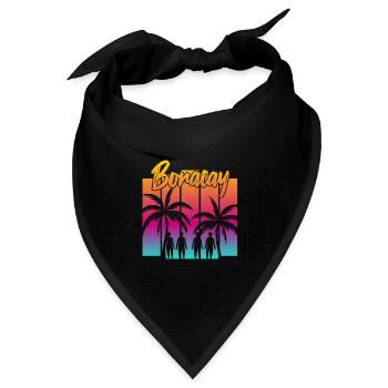 Familien Sonnenuntergang in Boracay - Bandana Dreieckstuch - Schwarz - Vorne