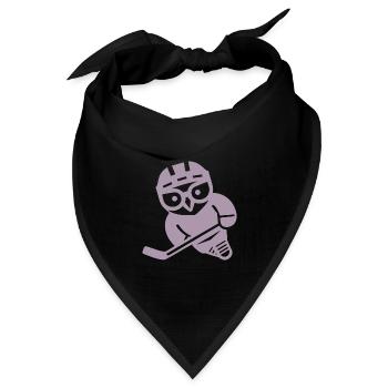 Eishockey Eule Silhouette Schneeeule Spieler - Bandana Dreieckstuch - Schwarz - Vorne