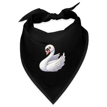 Weißer Schwan als himmlischer Engel - Bandana Dreieckstuch - Schwarz - Vorne