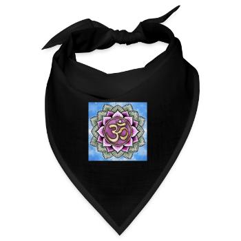 Om Zeichen in Lotusblume - Bandana Dreieckstuch - Schwarz - Vorne