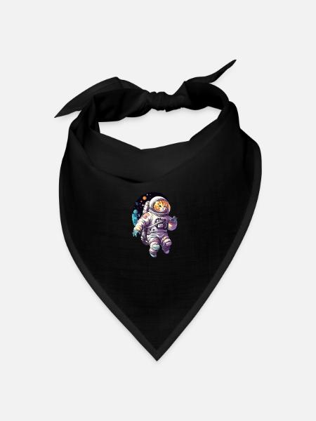 Katze Space Astronaut - Bandana Dreieckstuch - Schwarz