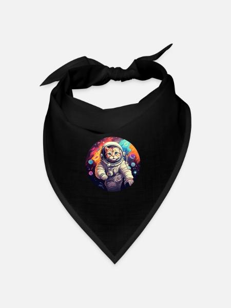 Katze Astronaut - Bandana Dreieckstuch - Schwarz