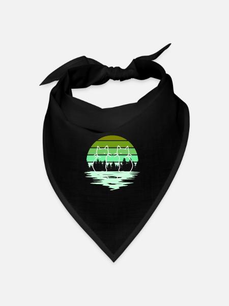 Wald Natur Katzen Katze 80er 90er - Bandana Dreieckstuch - Schwarz
