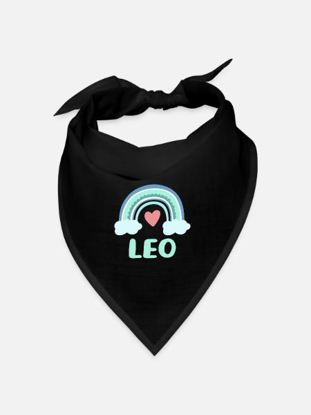 Leo Name Regenbogen Baby - Bandana Dreieckstuch - Schwarz