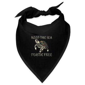 Keep The Sea Plastic Free Schildkröte Motiv - Bandana Dreieckstuch - Schwarz - Vorne