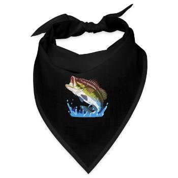 Big Bass, Angelgeschenk, Fisherman Cool Gift, Fisch - Bandana Dreieckstuch - Schwarz - Vorne