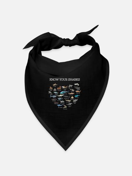Hai Arten Haie Geschenk Meeresbiologie Ozean - Bandana Dreieckstuch - Schwarz