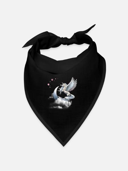 Einhorn oder Pegasus Fliegendes Pferd - Bandana Dreieckstuch - Schwarz