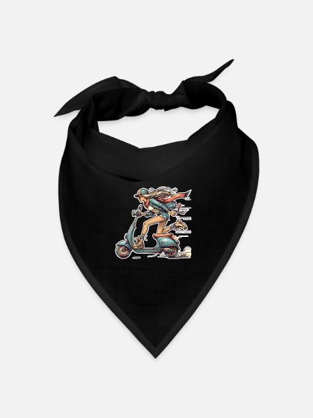Motorroller Mofa Moped Roller - Bandana Dreieckstuch - Schwarz