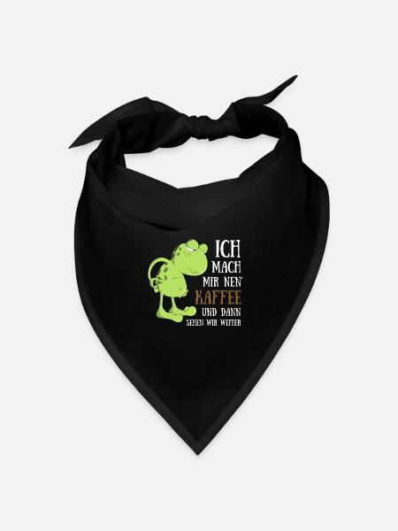 Frosch Kaffee trinken Morgenmuffel Spätaufsteher - Bandana Dreieckstuch - Schwarz