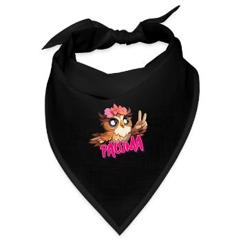 PALOMA - Schöner Mädchen Name mit süßer EULE - Bandana Dreieckstuch - Schwarz - Vorne