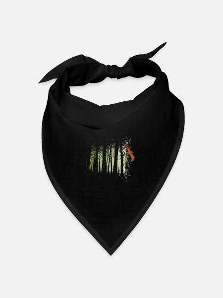 Eichhörnchen im Wald Zwielicht Oachkatzl Kunst - Bandana Dreieckstuch - Schwarz