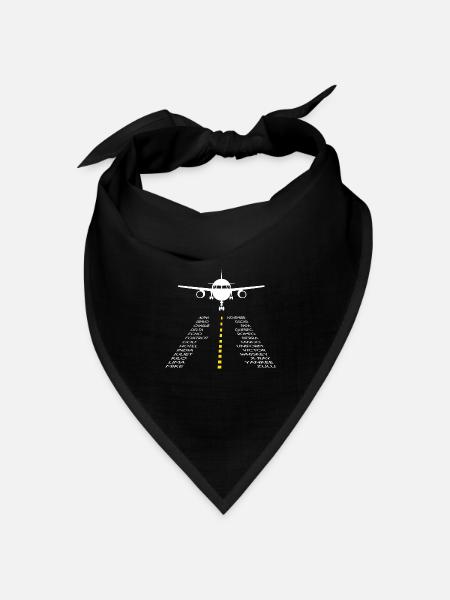 Piloten Flugzeug phonetisches Pilotenalphabet - Bandana Dreieckstuch - Schwarz