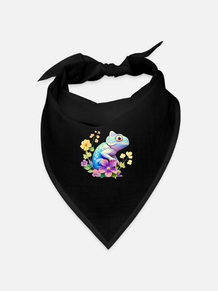 Niedliches Chamäleon Leguan für - Bandana Dreieckstuch - Schwarz