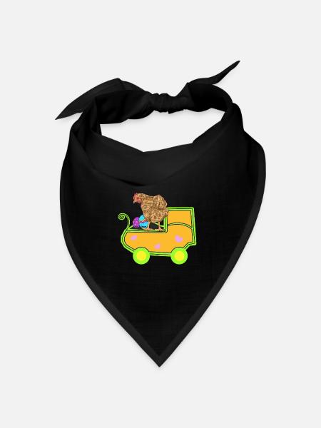 Huhn Eier Schwanger Schwangerschaft Geburt - Bandana Dreieckstuch - Schwarz