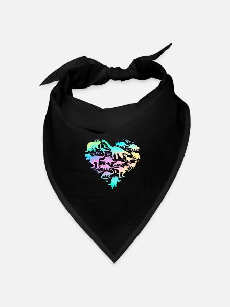 Dinosaurier-Herz - Bandana Dreieckstuch - Schwarz