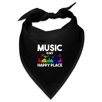 Music Is My Happy Place Musik Musiker - Bandana Dreieckstuch - Schwarz - Vorne