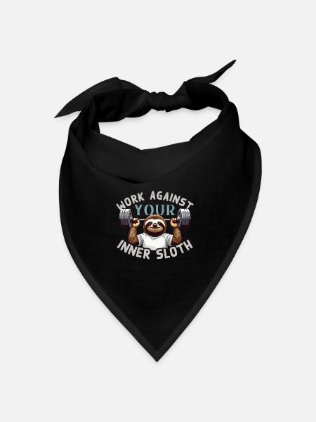 Faultier Fitness Motivation Lustiges Spruch Design - Bandana Dreieckstuch - Schwarz