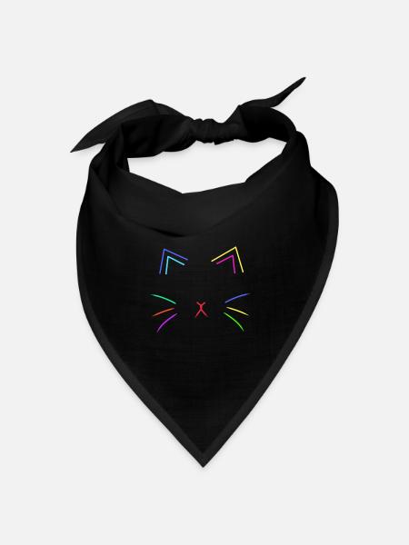Katzengesicht Retro 80er Vintage 90er Katze Katzen - Bandana Dreieckstuch - Schwarz