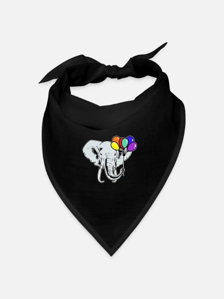 Elefanten Elefant Luftballons Regenbogen LGBT - Bandana Dreieckstuch - Schwarz