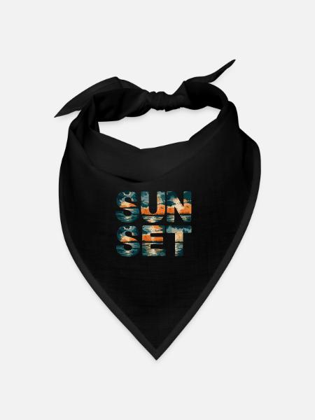 Strand Sunset Beach Sonnenuntergang Meer - Bandana Dreieckstuch - Schwarz