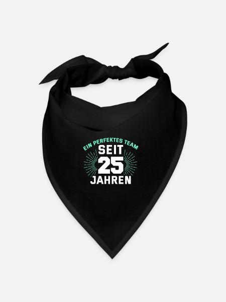 25. Hochzeitstag Silberhochzeit - Bandana Dreieckstuch - Schwarz