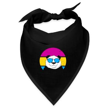 Pan Panda mit Pansexueller Flagge - Bandana Dreieckstuch - Schwarz - Vorne
