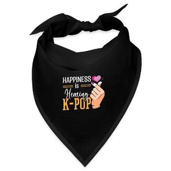 Glück ist, K-Pop zu hören - Bandana Dreieckstuch - Schwarz - Vorne