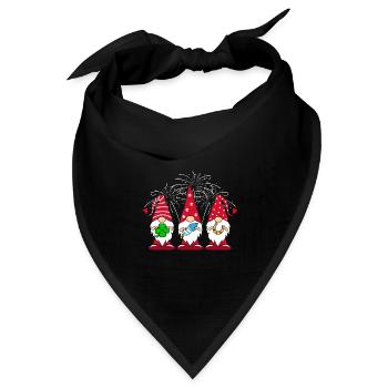Neujahrszwerg mit Feuerwerk - Bandana Dreieckstuch - Schwarz - Vorne