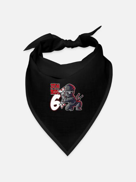 Kinder Ninja Sechster Geburtstag roter Ninja 6 - Bandana Dreieckstuch - Schwarz